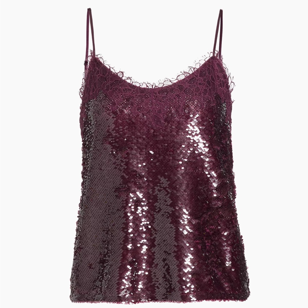 SIMKHAI Arlene Sequined & Lace Tank size 8 NWT